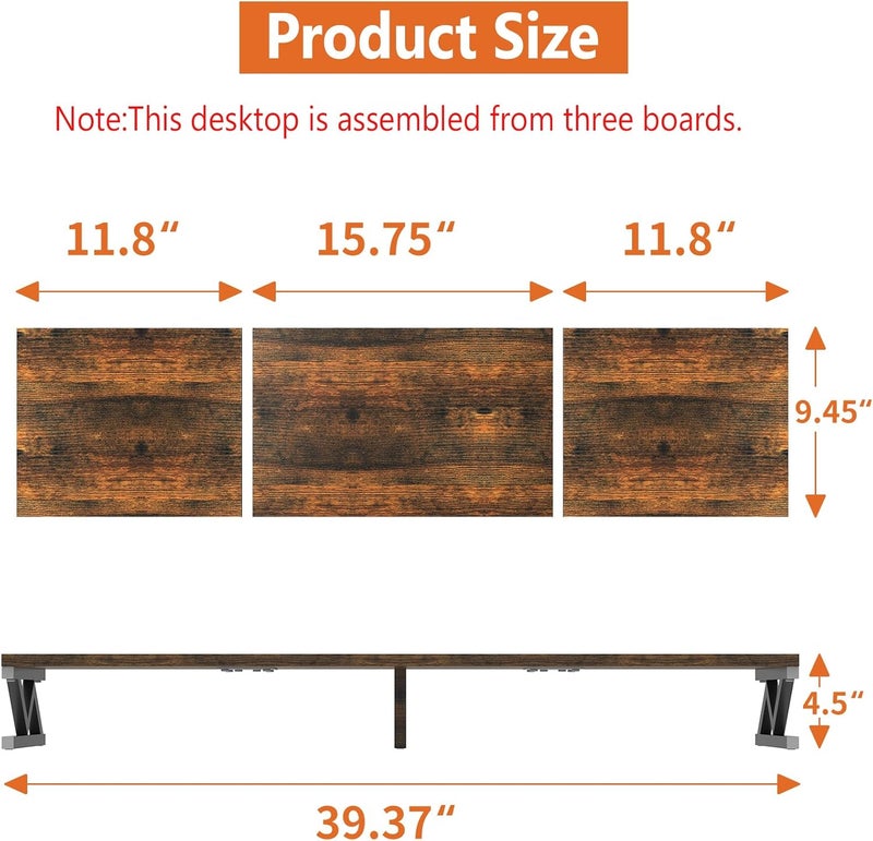 ErgoFocus Dual Monitor Stand Riser, Large Wood Monitor Riser for 2 Monitors, Monitor Lift with Storage for Desk, Sturdy Wood&Steel Multi Screen Stand, Desktop Organizer Monitor Stand for Computer - Image 2